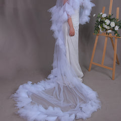 Romantic Bridal Veil with Comb and Long Train Wedding Accessory