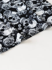 Skull Print Halloween Pajama Set Crew Neck Cami Top & Elastic Waistband Shorts