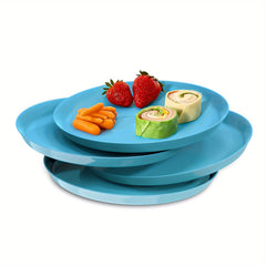 4pcs Lightweight Round Dinner Plates Creative Plastic Dinnerware