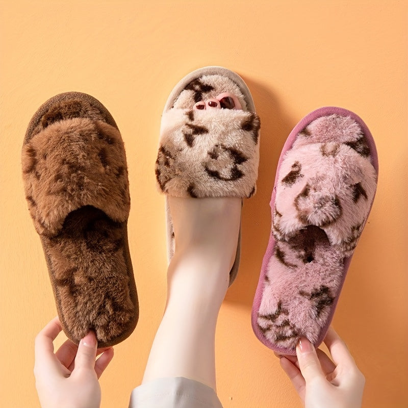 Women's Plush Round Toe Slip On Slippers