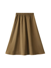 Solid Elastic Waist Swing Skirt For Women