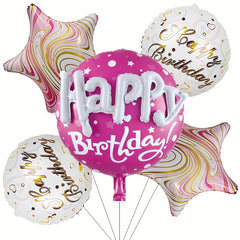 5pcs Happy Birthday Foil Balloons Set for Outdoor Party