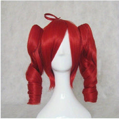Brown Long Curly Wig With Bangs 2 Ponytail Synthetic Wig Anime Cosplay Wig
