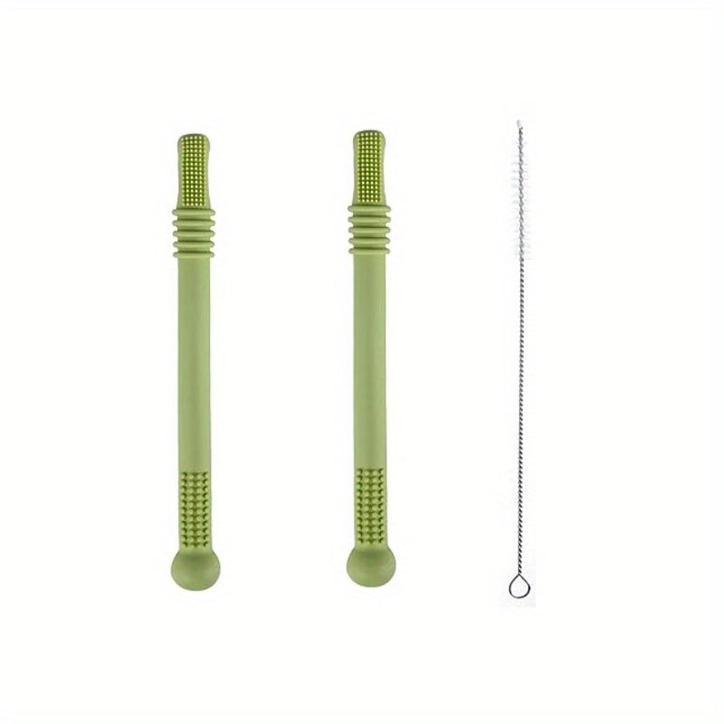 2pcs Silicone Tube Teething Toys for Babies and Toddlers, BPA-Free Teether