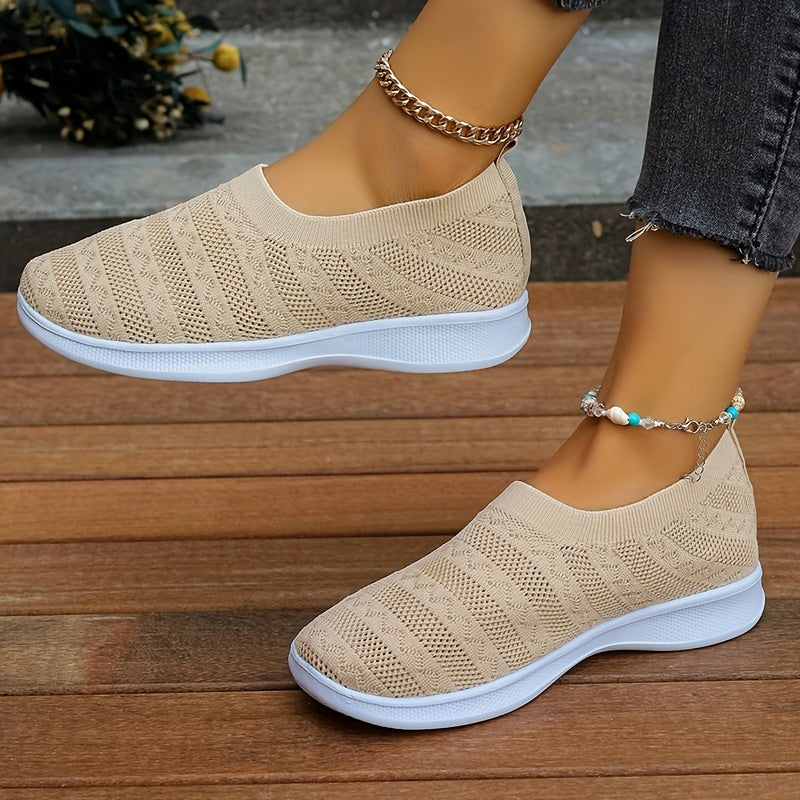 Women's Knit Mesh Walking Shoes Slip on Casual Sneakers
