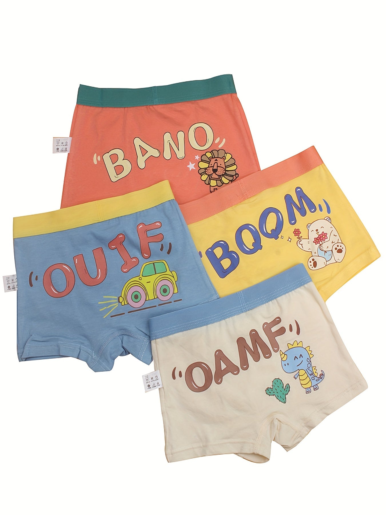 Boys Cartoon Dinosaur Car Bear Boxer Briefs Underwear