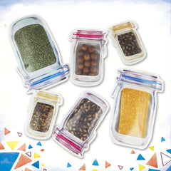 3pcs Mason Jar Zipper Bags Reusable Food Storage Pouch for Snacks and Dry Goods