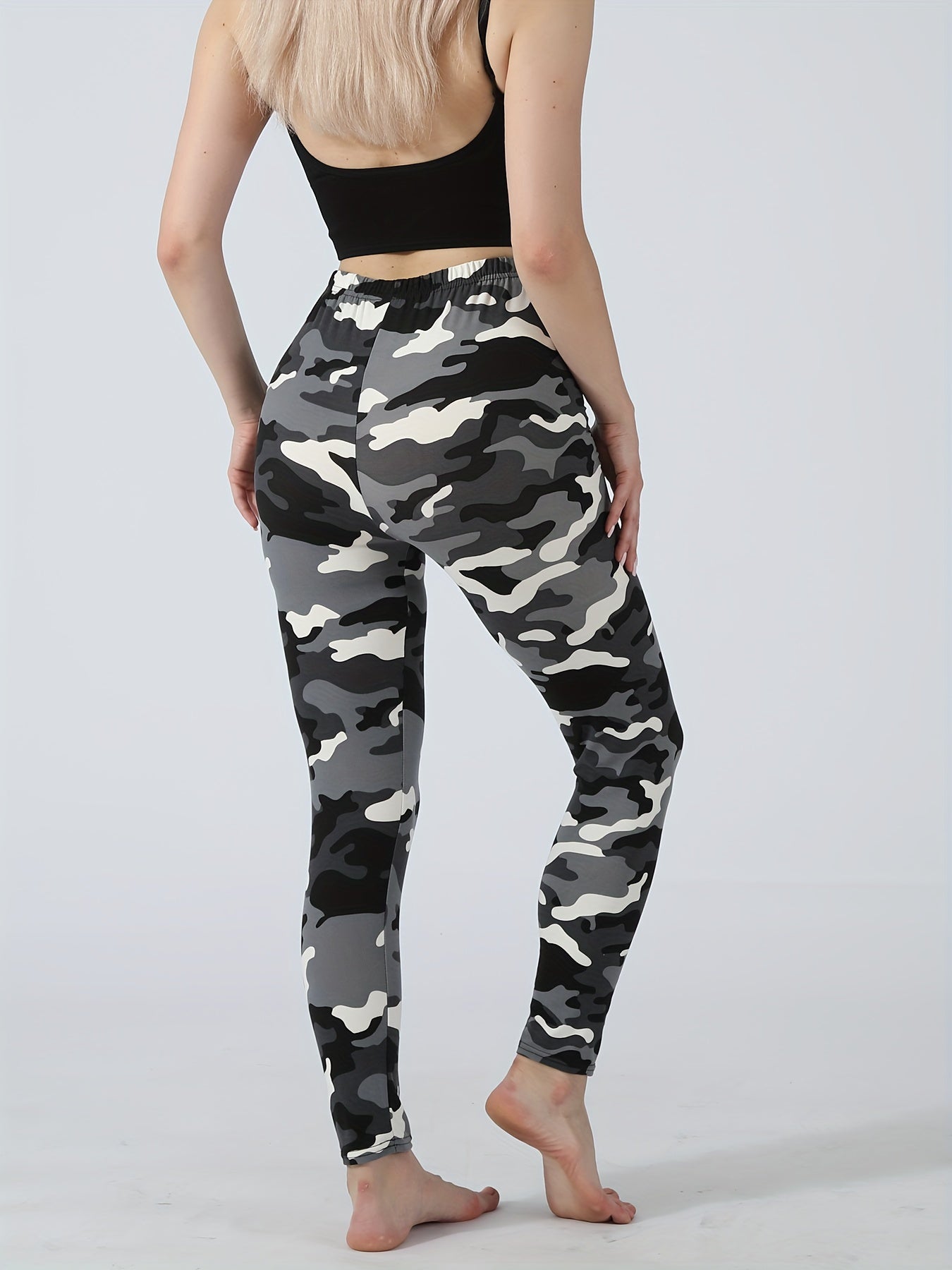 Camo Print Lounge Pants Elastic Waistband Womens Loungewear