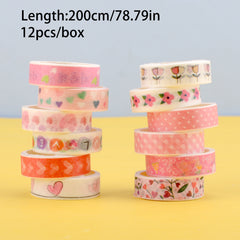 12 Rolls Cartoon Journal Washi Tape for Crafts Scrapbooking Gift Wrapping