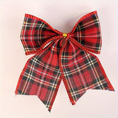 5pcs Christmas Plaid Decorative Bow Gift Decoration Dovetail Bow