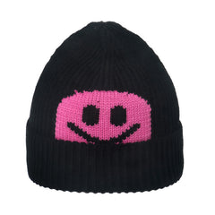 Wool Knitted Pullover Hat Smiling Face Men Women