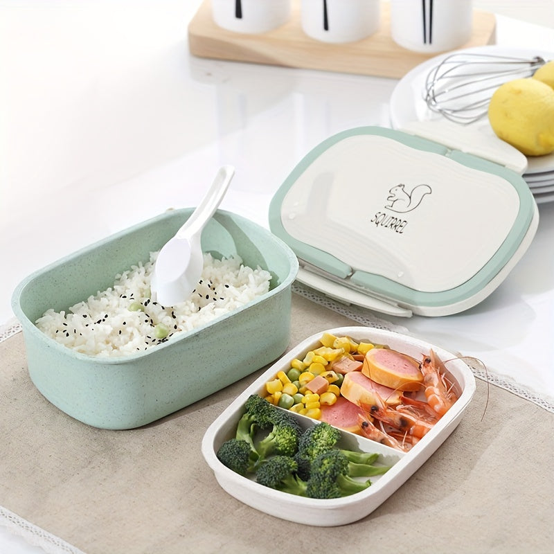 Portable Double Layer Wheat Straw Bento Box - Microwave Safe Insulated Lunch Box