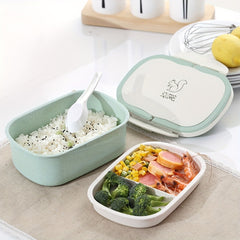 Portable Double Layer Wheat Straw Bento Box - Microwave Safe Insulated Lunch Box