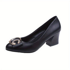 Women's Chunky Heel Comfort Slip-On Pumps
