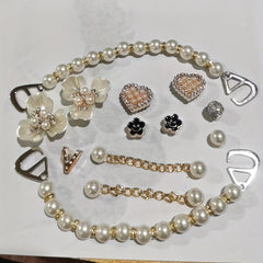 13pcs Shoe Accessories Set with Various Styles and Golden Chains
