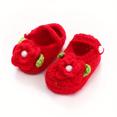 Baby Girls Pearl Flower Crochet Booties and Sandals for Little Feet