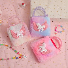 Cartoon Unicorn Plush Shoulder Bag Handbag Girls Coin Purse Small Messenger Bag