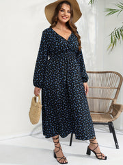 Ditsy Print Long Sleeve Maxi Dress