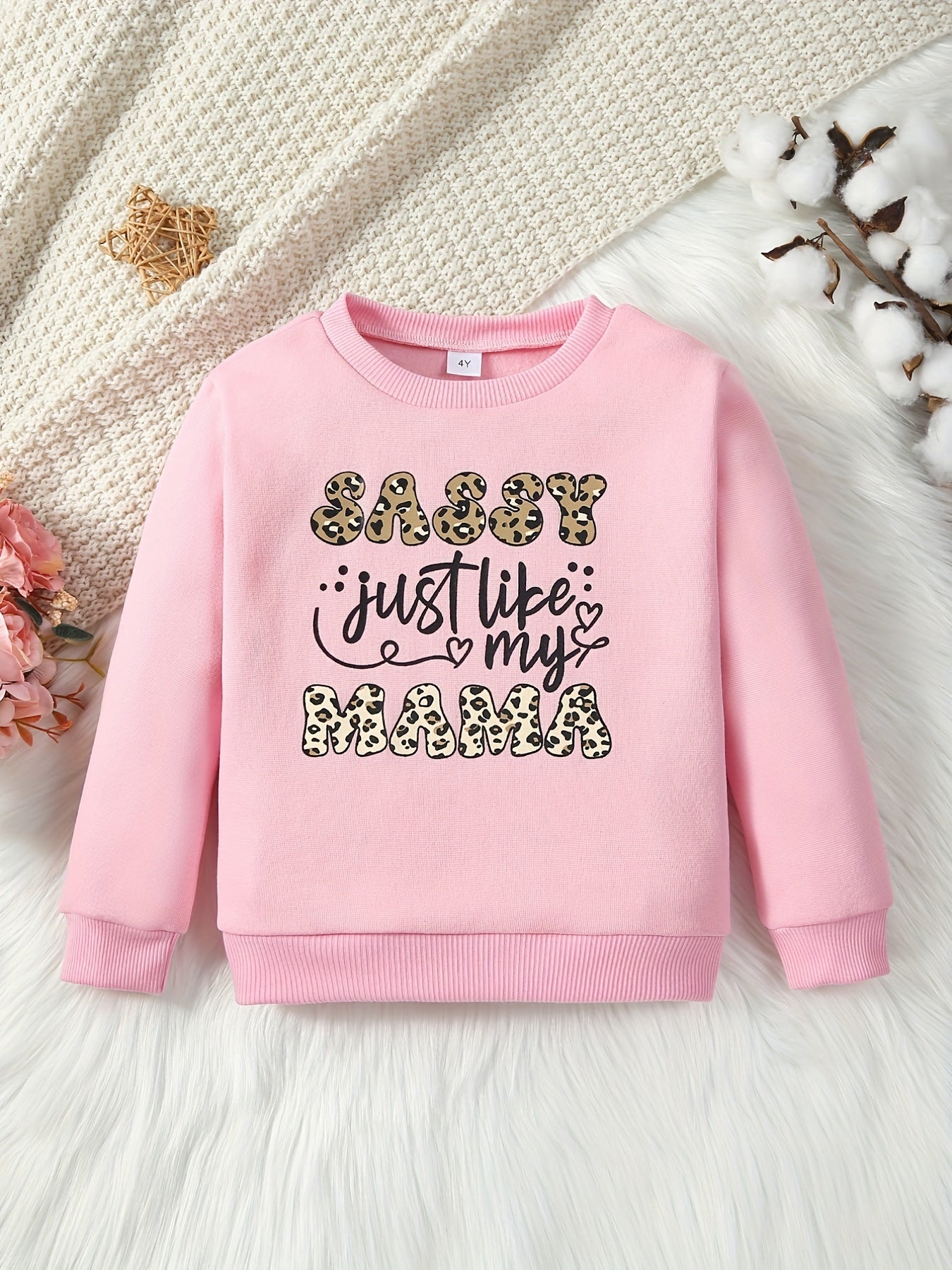 Sassy Mama Print Sweatshirt for Little Girls