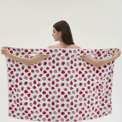 Strawberry Print Lounge Robe Warm & Bow Lounge Robe