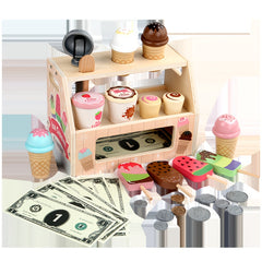 Wooden Ice Cream and Popsicle Playset Kitchen Role Play Set for Kids