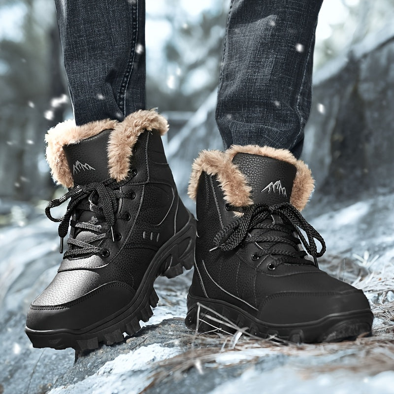 Men's Waterproof Warm Fleece Snow Boots Hiking Boots