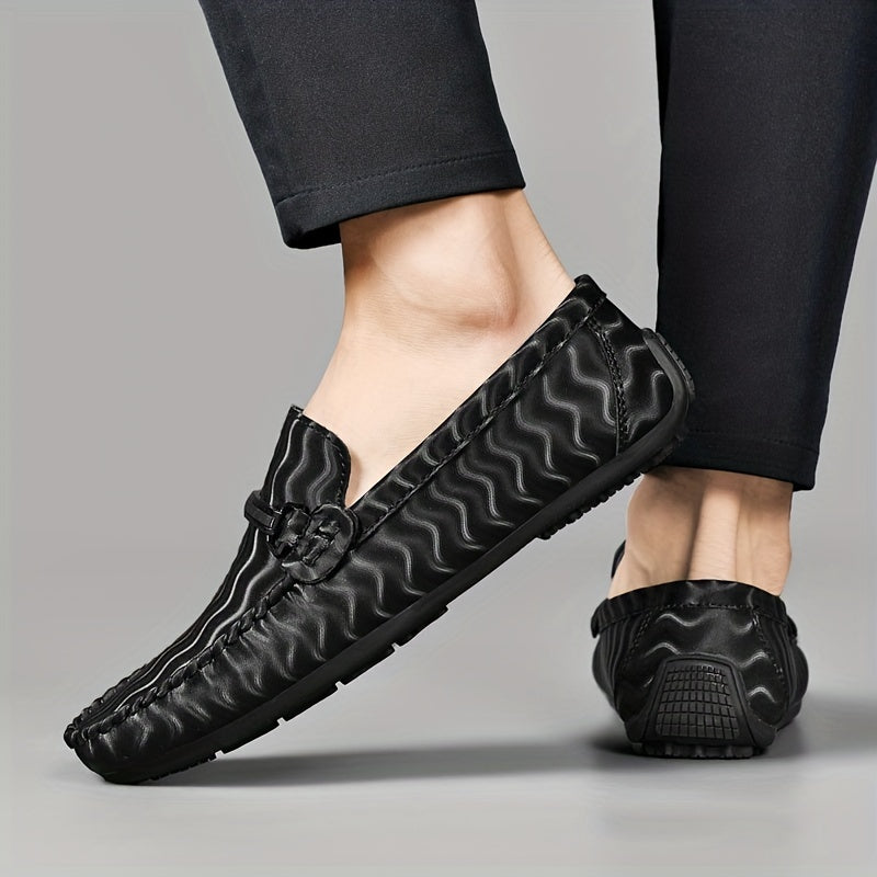 Men's Casual Wave Striped Loafer Shoes Anti Skid Walking Shoes