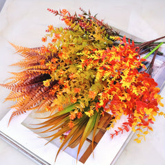 9pcs Artificial Fall Flowers Outdoor UV Resistant Faux Autumn Plants