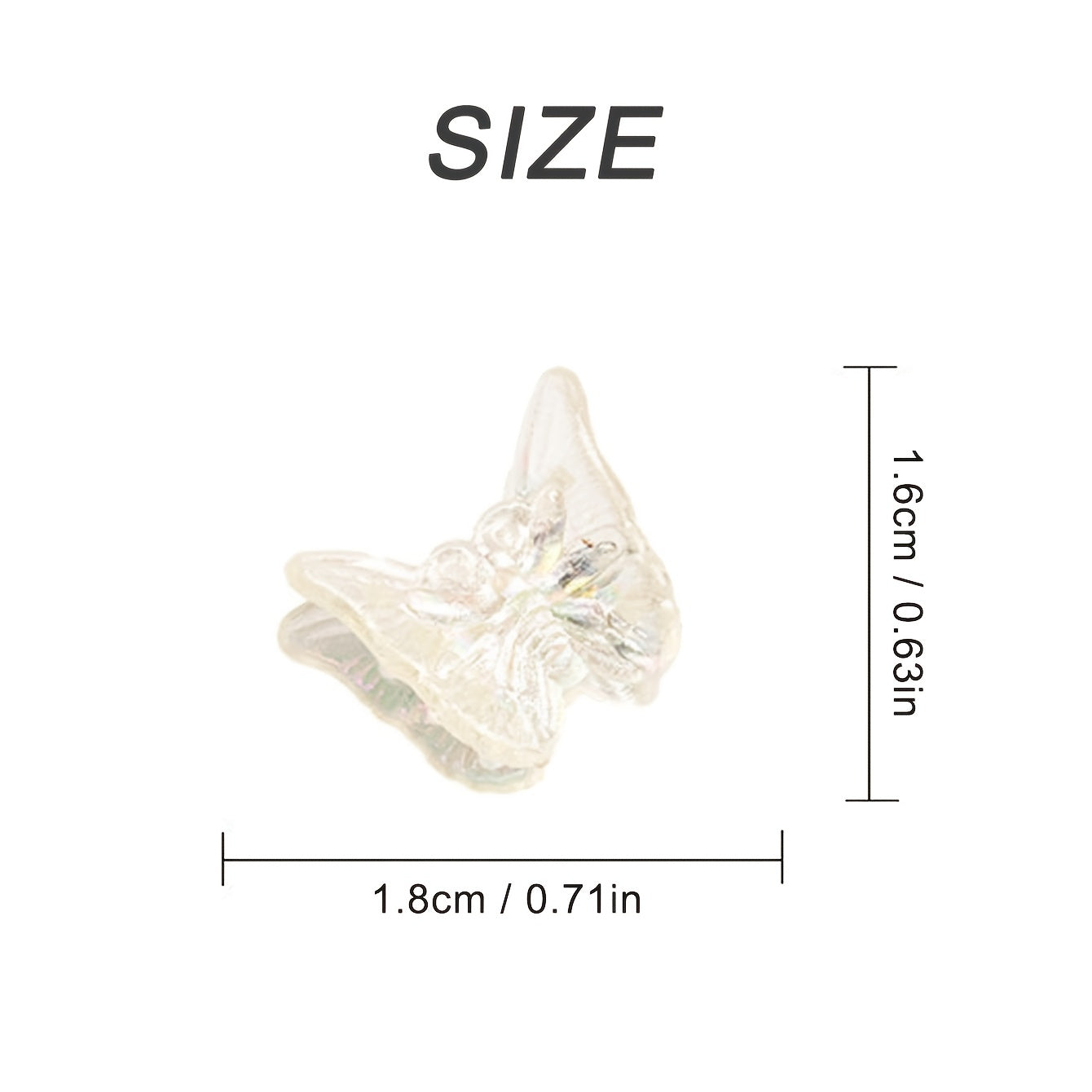 20pcs Transparent Hair Claw Butterfly Resin Small Side Clip