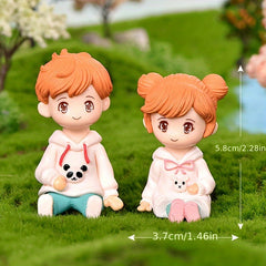 Mini Sweater Couple Statues Fairy Garden Micro Landscape Home Decor
