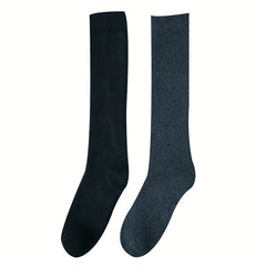 Solid Calf Socks Comfy Knee High Stockings Women's Hosiery