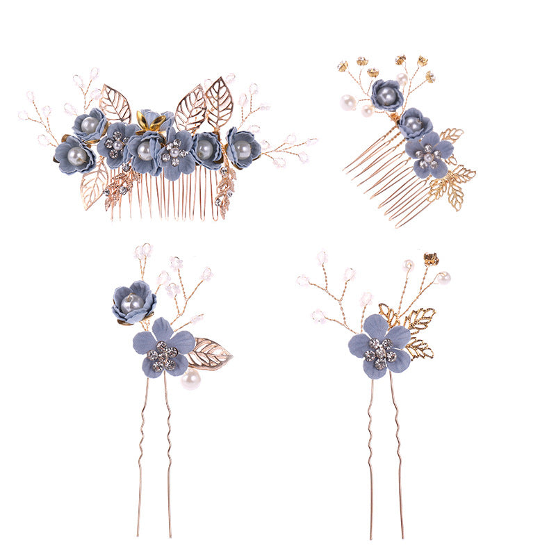 Bridal Hair Comb Pearl Crystal Flower Side Comb Pin