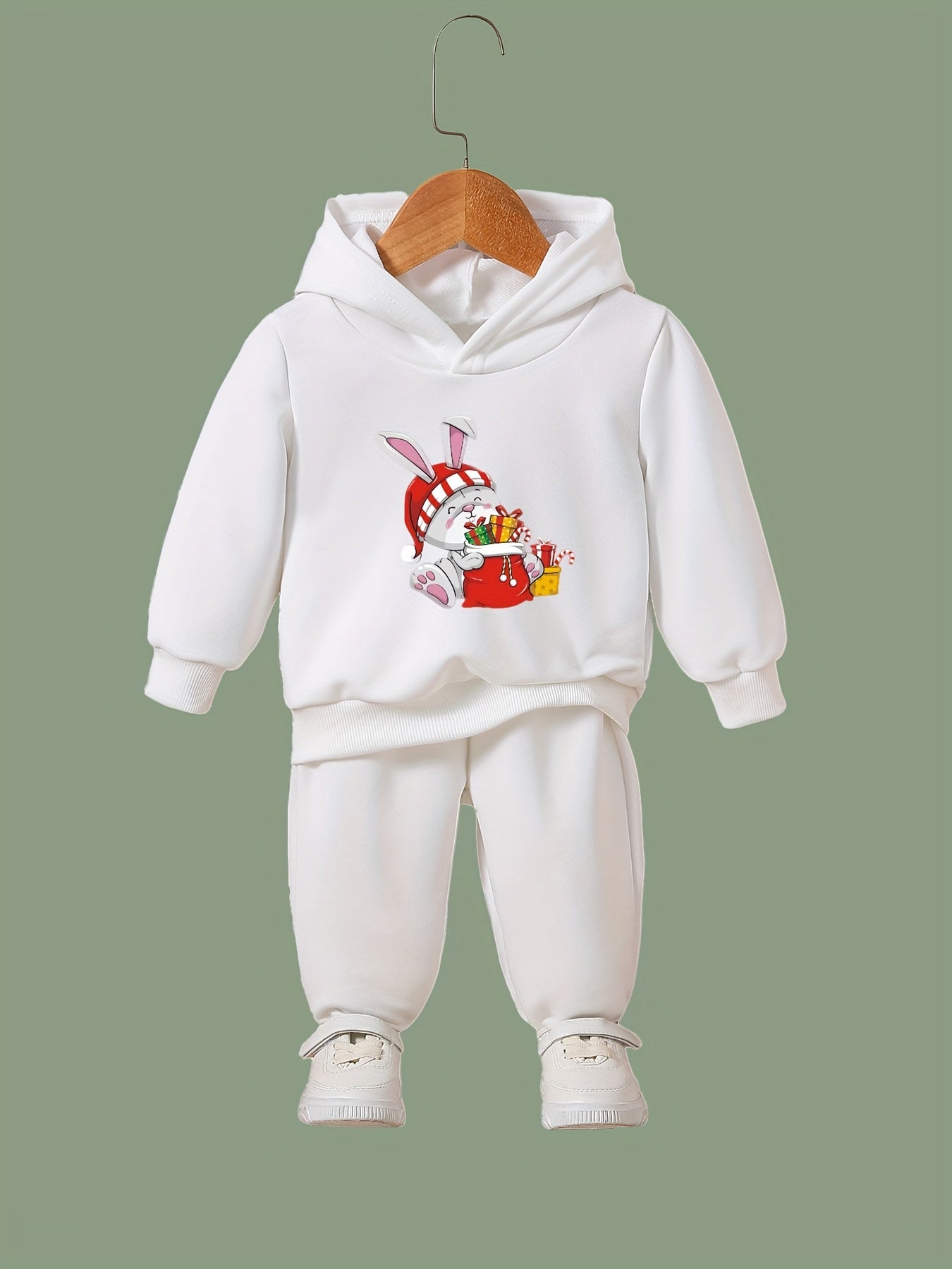 OERYUI 2pcs Christmas Bunny Hoodies Pants Set For Kids Spring Fall