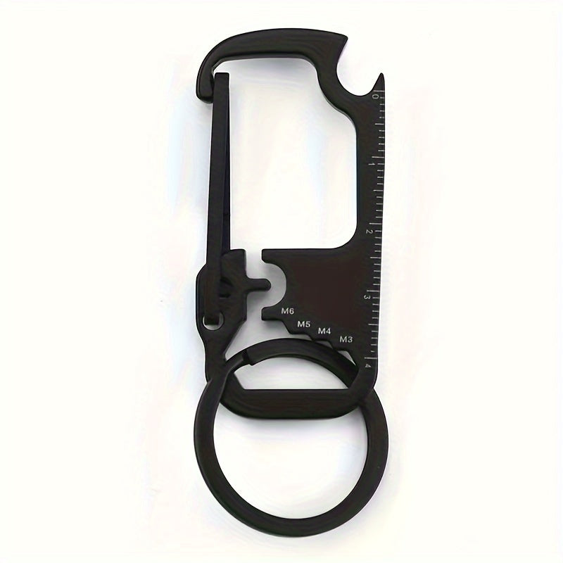 6 in 1 Carabiner Keychain Buckle Stainless Steel Multitool For Outdoor Camping