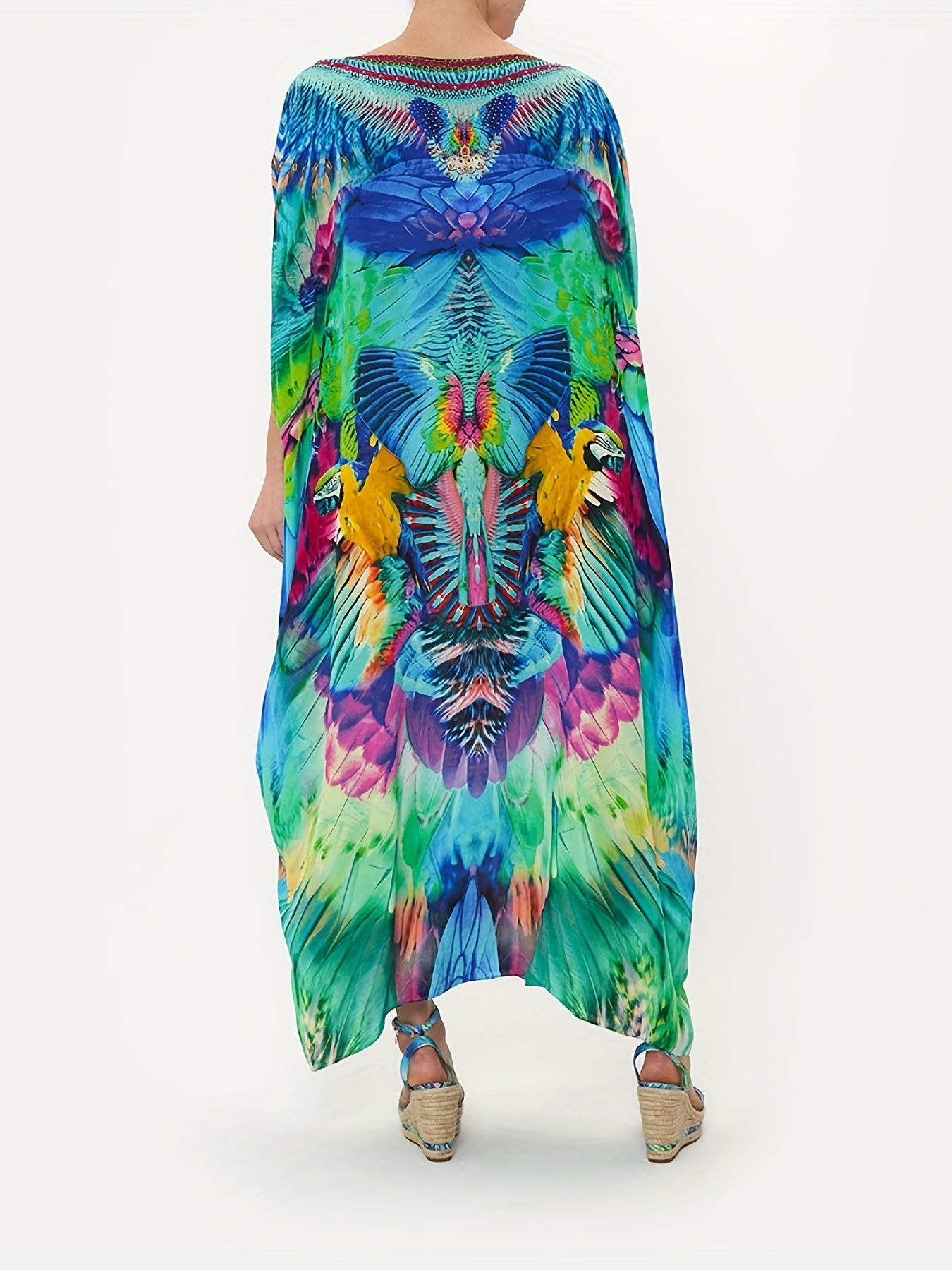 Parrot Print Maxi Cover Up Dress