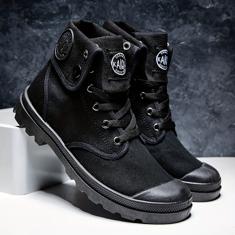 Men's Casual Solid Work Boots Lace Up Round Toe Non Slip Outdoor Comfortable