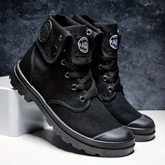Men's Casual Solid Work Boots Lace Up Round Toe Non Slip Outdoor Comfortable