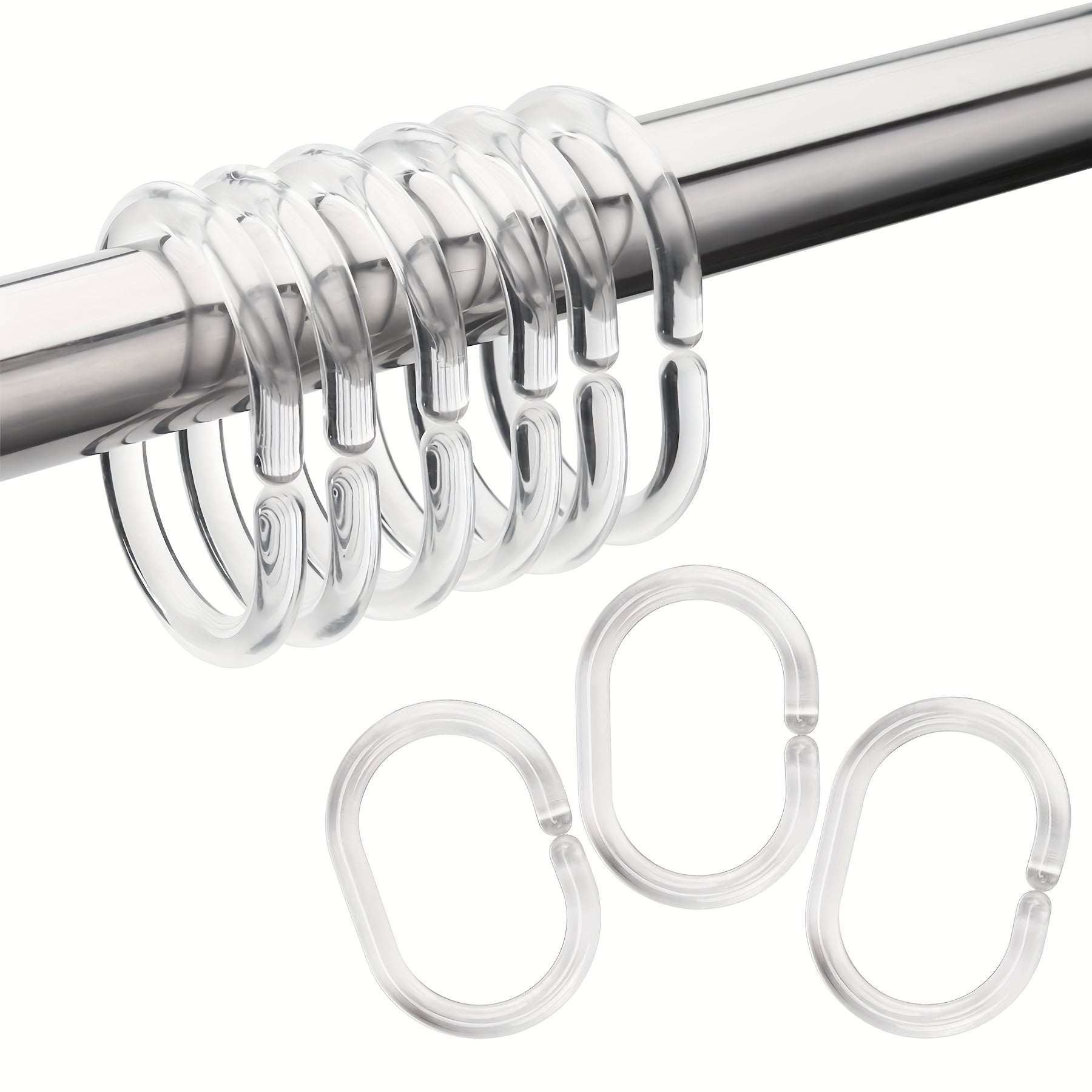 12pcs C Shaped Shower Curtain Rings Bathroom Accessories