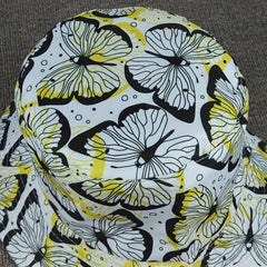 Yellow Butterfly Print Bucket Hat Reversible Wear Foldable Sun Protection