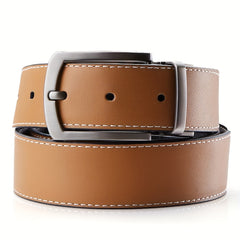 Men's Reversible Genuine Leather Belt with Single Prong Buckle