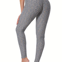 Gray Stripe Yoga Leggings High Waist Butt Lifting Sports Tights
