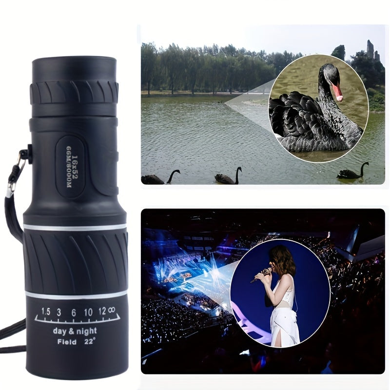 Compact 16x52 HD Monocular Telescope for Camping and Bird Watching