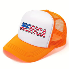 Merica Flag Print Trucker Hat Mesh Baseball Cap for Men Women
