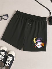Halloween Lounge Shorts Women's Witch Hat Ghost Pumpkin