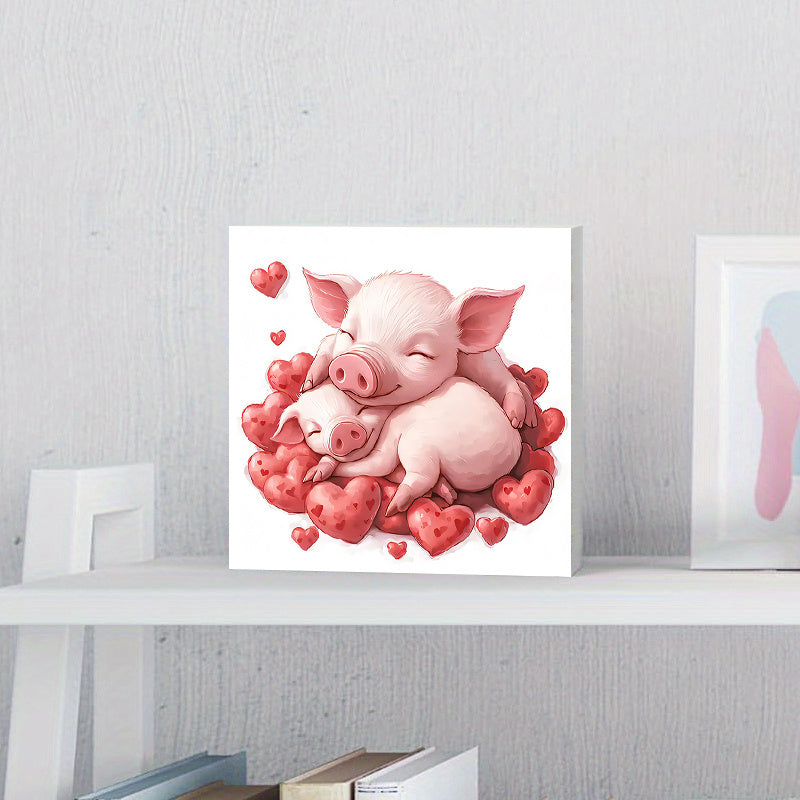 Romantic Pig Couple Love Themed Decor for Valentine Anniversary Bedroom Wedding