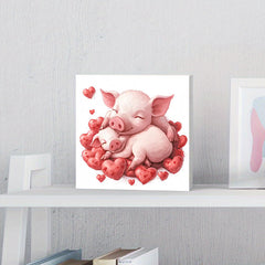 Romantic Pig Couple Love Themed Decor for Valentine Anniversary Bedroom Wedding
