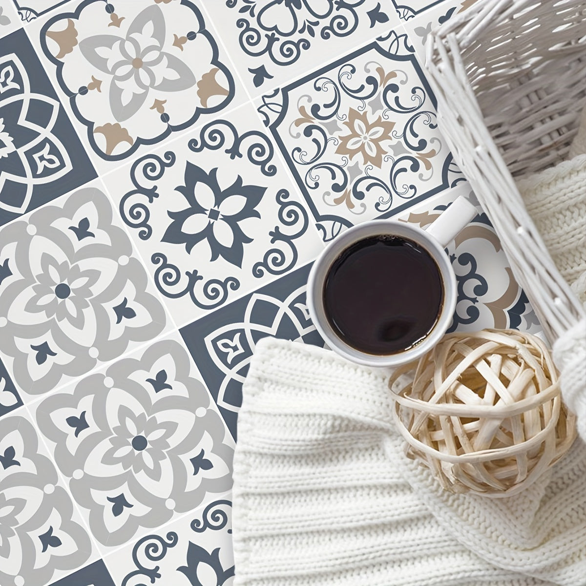 9pcs Mediterranean Style Waterproof Detachable Stickers