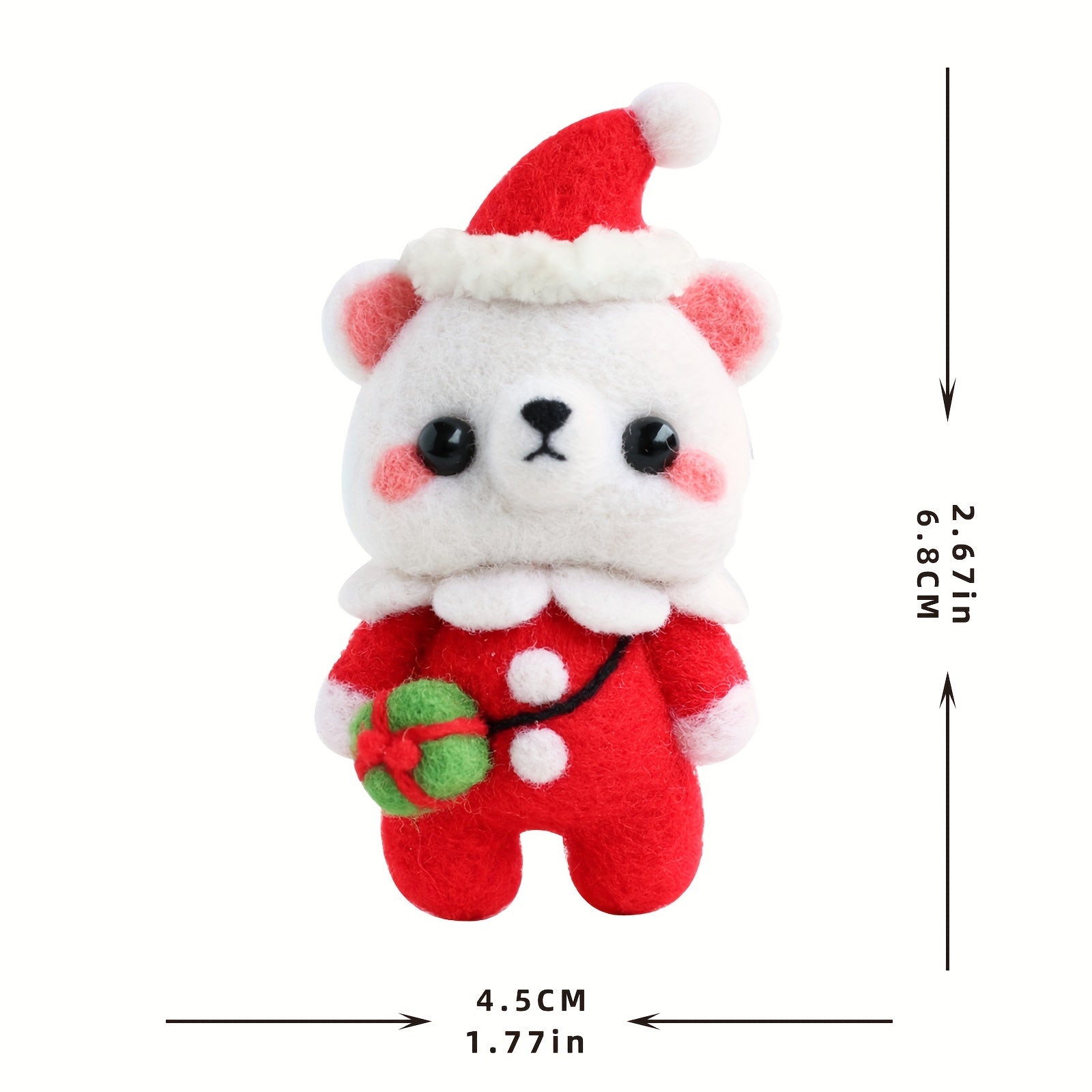 Wool Needle Felting Kit Merry Christmas Bear Doll DIY Craft Package
