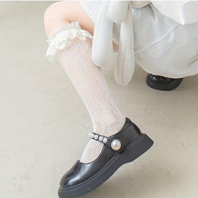Girls Ruffled Lace High Socks Princess Cosplay Dress Accessories