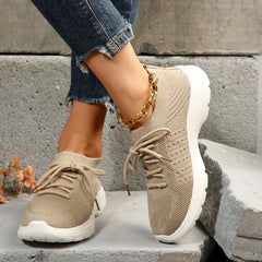 Women's Breathable Mesh Sneakers Casual Lace Up Outdoor Shoes Lightweight